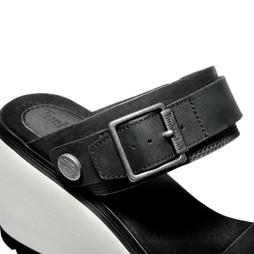 Timberland Womens Sandals Koralyn Wedge - Black/White - India TM3501642